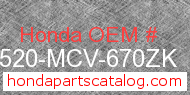 Honda 17520-MCV-670ZK genuine part number image