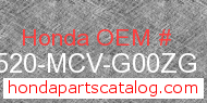 Honda 17520-MCV-G00ZG genuine part number image