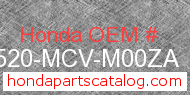 Honda 17520-MCV-M00ZA genuine part number image