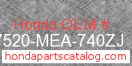 Honda 17520-MEA-740ZJ genuine part number image