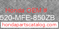 Honda 17520-MFE-850ZB genuine part number image