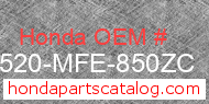 Honda 17520-MFE-850ZC genuine part number image