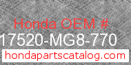 Honda 17520-MG8-770 genuine part number image