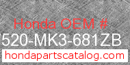 Honda 17520-MK3-681ZB genuine part number image