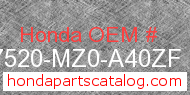 Honda 17520-MZ0-A40ZF genuine part number image