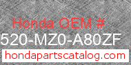 Honda 17520-MZ0-A80ZF genuine part number image