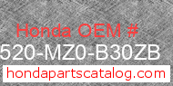 Honda 17520-MZ0-B30ZB genuine part number image