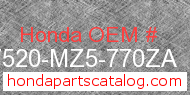 Honda 17520-MZ5-770ZA genuine part number image