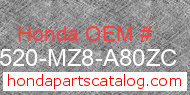 Honda 17520-MZ8-A80ZC genuine part number image