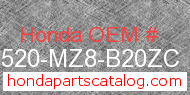 Honda 17520-MZ8-B20ZC genuine part number image