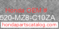 Honda 17520-MZ8-C10ZA genuine part number image