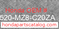 Honda 17520-MZ8-C20ZA genuine part number image
