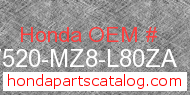 Honda 17520-MZ8-L80ZA genuine part number image