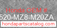 Honda 17520-MZ8-M20ZA genuine part number image