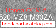 Honda 17520-MZ8-M30ZA genuine part number image