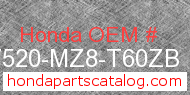 Honda 17520-MZ8-T60ZB genuine part number image