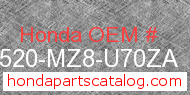 Honda 17520-MZ8-U70ZA genuine part number image