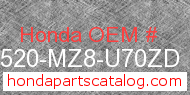 Honda 17520-MZ8-U70ZD genuine part number image