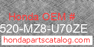 Honda 17520-MZ8-U70ZE genuine part number image