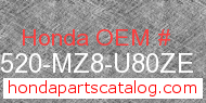 Honda 17520-MZ8-U80ZE genuine part number image