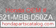 Honda 17521-MBB-D50ZA genuine part number image