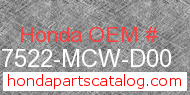 Honda 17522-MCW-D00 genuine part number image