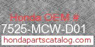 Honda 17525-MCW-D01 genuine part number image