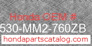 Honda 17530-MM2-760ZB genuine part number image