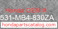 Honda 17531-MB4-830ZA genuine part number image