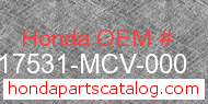 Honda 17531-MCV-000 genuine part number image