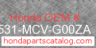 Honda 17531-MCV-G00ZA genuine part number image