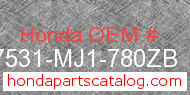 Honda 17531-MJ1-780ZB genuine part number image