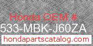 Honda 17533-MBK-J60ZA genuine part number image