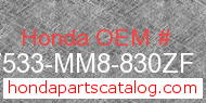 Honda 17533-MM8-830ZF genuine part number image