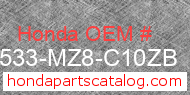 Honda 17533-MZ8-C10ZB genuine part number image