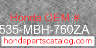 Honda 17535-MBH-760ZA genuine part number image