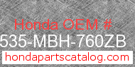 Honda 17535-MBH-760ZB genuine part number image