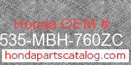 Honda 17535-MBH-760ZC genuine part number image