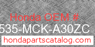 Honda 17535-MCK-A30ZC genuine part number image