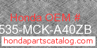 Honda 17535-MCK-A40ZB genuine part number image