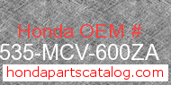 Honda 17535-MCV-600ZA genuine part number image