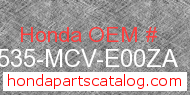 Honda 17535-MCV-E00ZA genuine part number image