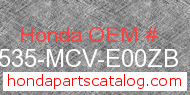 Honda 17535-MCV-E00ZB genuine part number image