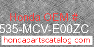 Honda 17535-MCV-E00ZC genuine part number image