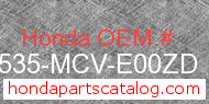 Honda 17535-MCV-E00ZD genuine part number image