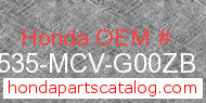 Honda 17535-MCV-G00ZB genuine part number image