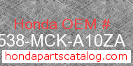 Honda 17538-MCK-A10ZA genuine part number image