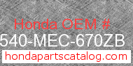Honda 17540-MEC-670ZB genuine part number image