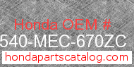 Honda 17540-MEC-670ZC genuine part number image