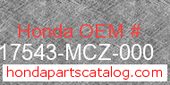 Honda 17543-MCZ-000 genuine part number image